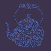 Tea-pot made of decorative floral pattern. Eps and hi-res jpg.