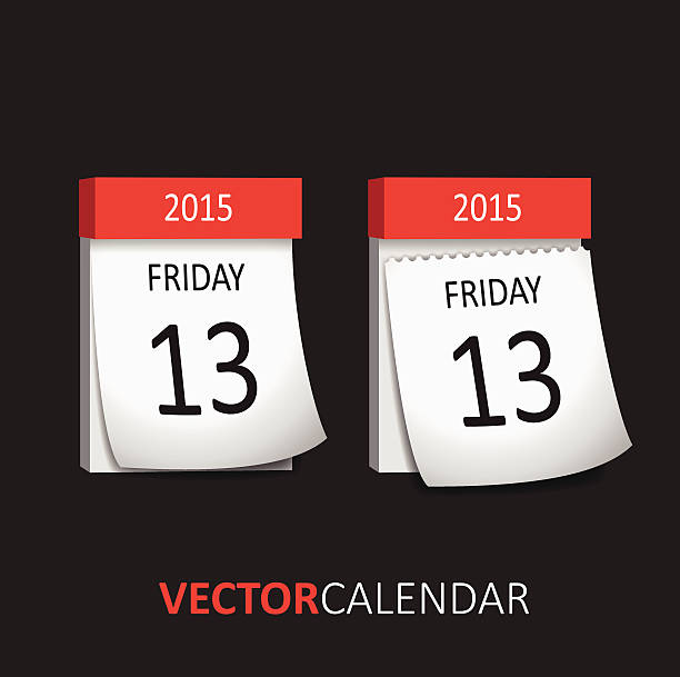 Tear-off Calendar - Friday 13 Vector illustration of tear-off calendar. Friday 13 friday the 13th stock illustrations
