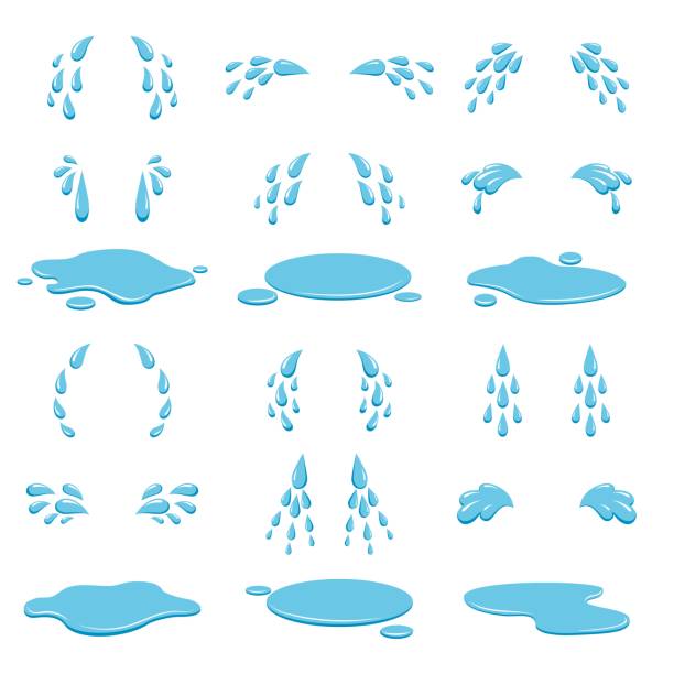 Tears with puddles Tears with puddles. Cartoon crying teardrops isolated on white background, comic weeping cry dews, sad and depression droplets vector image teardrop stock illustrations