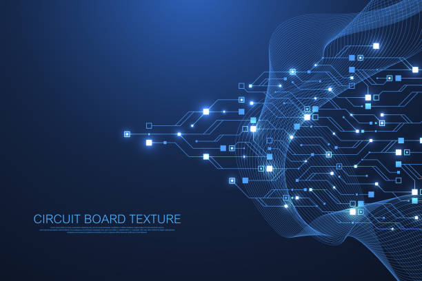 Technology abstract circuit board texture background. High-tech futuristic circuit board banner wallpaper. Digital data. Engineering electronic motherboard. Minimal array Big Data Vector illustration Technology abstract circuit board texture background. High-tech futuristic circuit board banner wallpaper. Digital data. Engineering electronic motherboard. Minimal array Big Data. Vector illustration internet cable stock illustrations