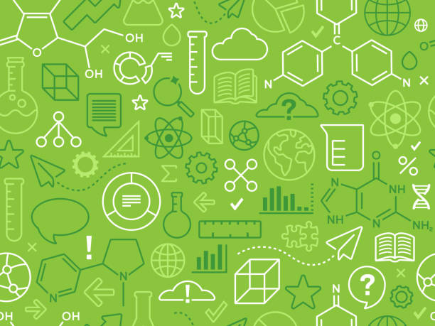 Technology and Science Innovation Background Seamless information, tech, innovation, ideas and data planning background. pattern icons stock illustrations