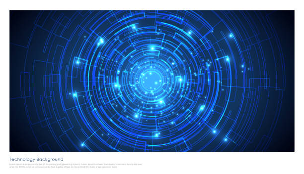 Technology blue background with circle Technology Background mechanic patterns stock illustrations