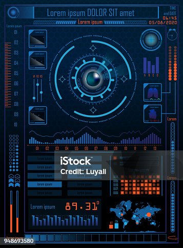 istock Technology Concept With Hud, Gui Design Elements. Head-up Display Monitor. Futuristic User Interface. Infographic Menu Ui For Vr.  Vector Illustration. 948693580