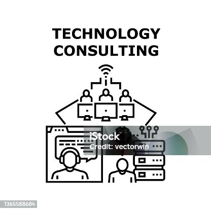 istock Technology consulting icon vector illustration 1365588684