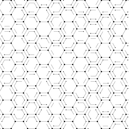 Technology hexagonal pattern of dots and lines