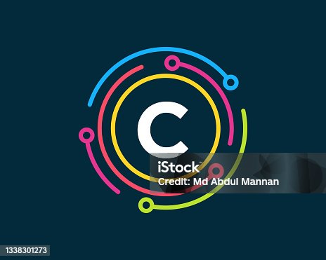 istock Technology logo design with C letter concept. Letter C technology logo. Network Logo Design 1338301273