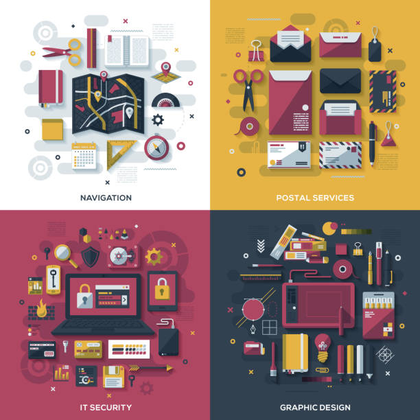 Technology Services Flat Design Concepts vector art illustration
