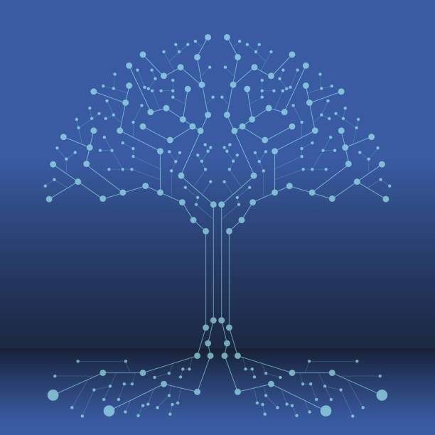 Technology tree, technology tree icon on blue background. Vector illustration. Vector. vector art illustration