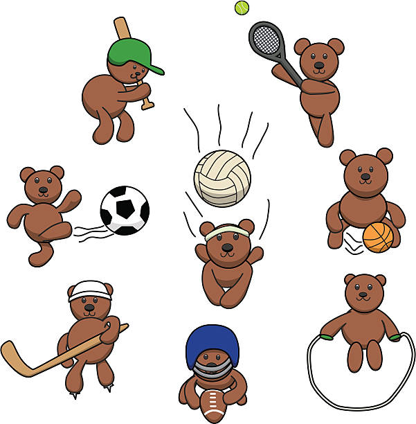 Teddy Bear Games vector art illustration