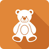 Vector illustration of a brown teddy bear icon in flat style.
