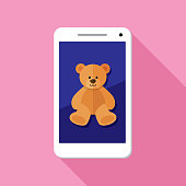 istock Teddy Bear Smartphone Icon Flat 1418284583