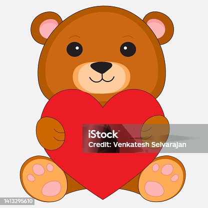 istock teddy bear with heart vector illustration 1413295610