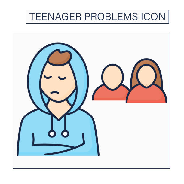 illustrations, cliparts, dessins animés et icônes de icône de couleur de problème d’adolescent - parent adolescent anxiété