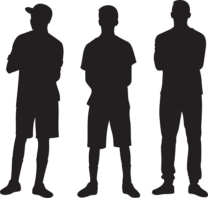 Teenagers Standing Around Silhouette