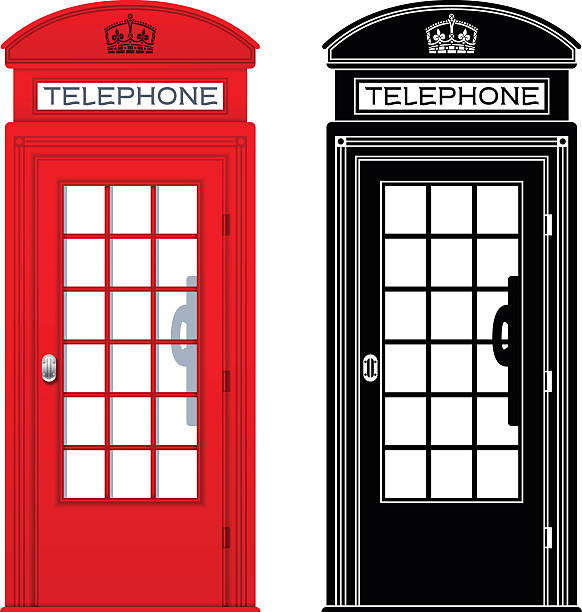 Telephone Booth Red telephone booth and black silhouette telephone booth concepts. EPS 10 file. Transparency effects used on highlight elements. red telephone box stock illustrations