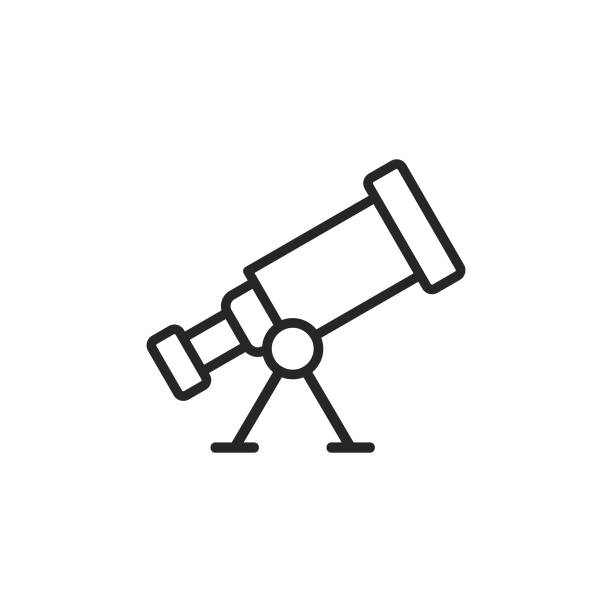 Telescope, Astronomy Line Icon. Editable Stroke. Pixel Perfect. For Mobile and Web. Telescope, Astronomy Line Icon with Editable Stroke. telescope stock illustrations