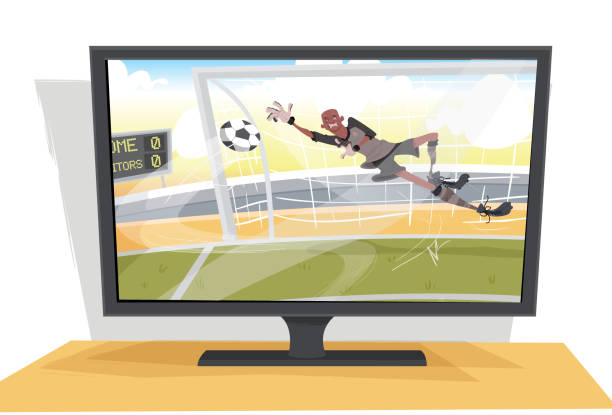 ilustrações de stock, clip art, desenhos animados e ícones de television and football - amigos jogo futebol