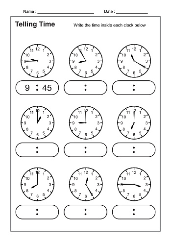 telling time telling the time practice for children time