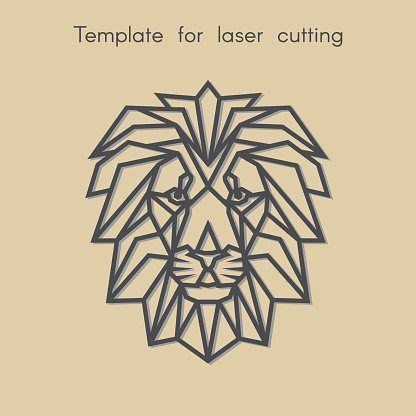 Template animal for laser cutting. Abstract geometriс head lion for cut.