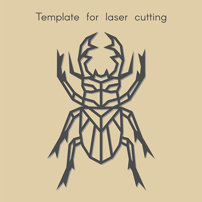 Template animal for laser cutting. Abstract geometriс stag beetle for cut.