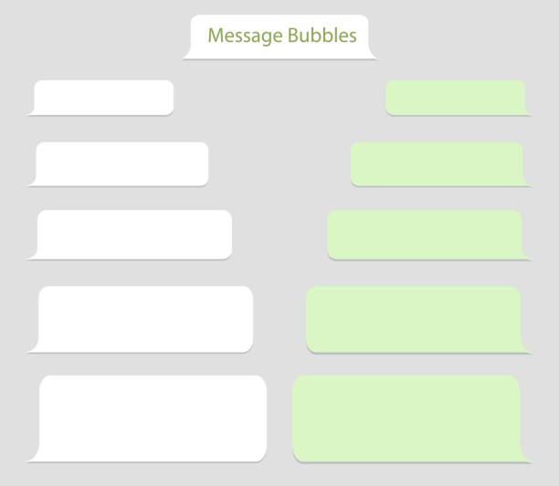 템플릿 버블 채팅, 음성 메시지. 대화 상자풍선 메신저 화면입니다. 채팅 대화 상자와 휴대 전화 창 인터페이스. 소셜 미디어에 대한 메시지 아이콘을 이야기합니다. 벡터 일러스트레이션 - whatsapp stock illustrations