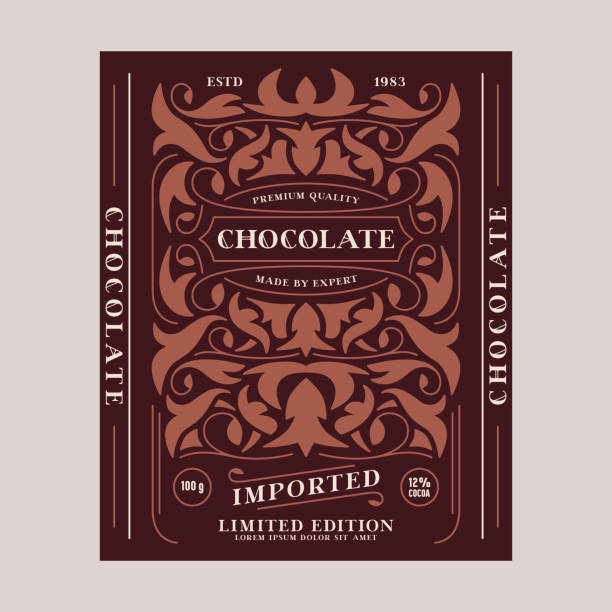 stockillustraties, clipart, cartoons en iconen met template decorative label for chocolate - chocoletter