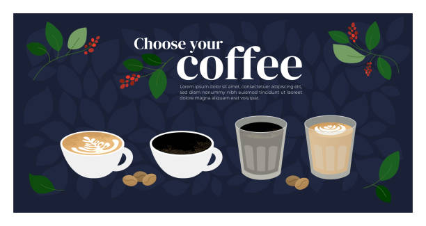 ilustrações de stock, clip art, desenhos animados e ícones de template design with specialty coffee - cappuccino