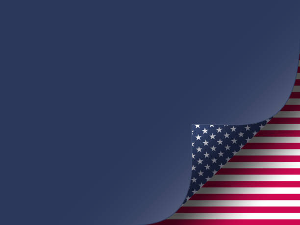 USA template in american flag colors USA template in american flag colors with curled corner effect. Background for US holidays, copy space. Vector illustration. voting borders stock illustrations