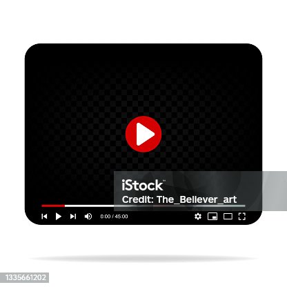 istock Template interface video player. Social media concept. Mockup video channel. Web windows player. Video content, blogging. Vector illustration. EPS 10 1335661202