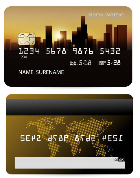 황금 도시 세계 신용의 템플릿 카드 디자인 - mitrovic stock illustrations