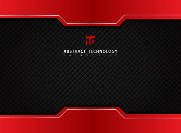 Template red and black contrast abstract technology background. Template red and black contrast abstract technology background. Vector illustration metal borders stock illustrations