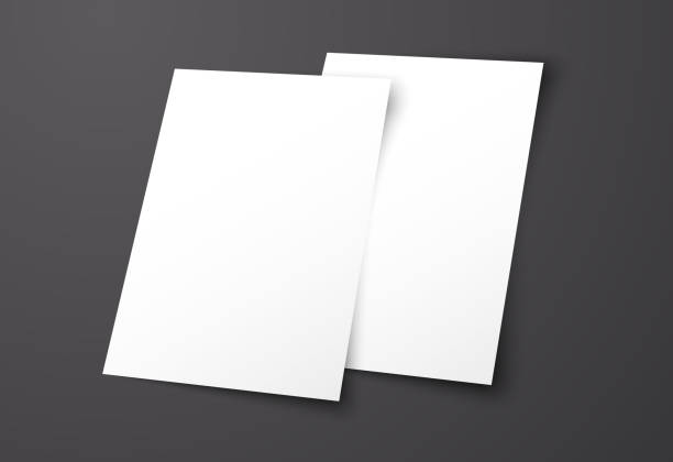 Templates of two white flyers on a black background. vector art illustration