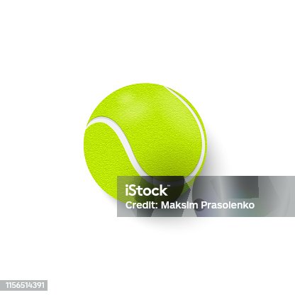 istock Tennis ball closeup isolated on white background. Top view. Vector illustration. 1156514391