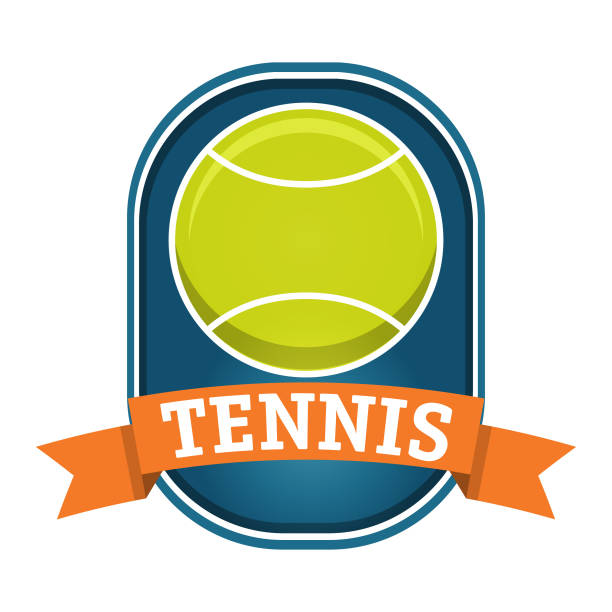 테니스 공을 로고 플랫 스타일에 벡터를 레이블을 지정 합니다. 테니스 대회 배지입니다. - wimbledon tennis stock illustrations