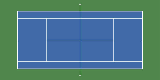 tenis kortu tam orantılı bir arka kalım. üst te. vektör illüstrasyon. - wimbledon tennis stock illustrations