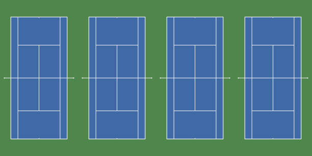 теннисные корты обратно с точными пропорциями. вид сверху. векторная иллюстрация. - wimbledon tennis stock illustrations