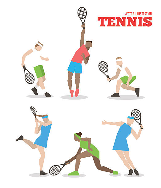 테니트 그림 peoples, 테니스 라켓을 설정할 수 있습니다. - wimbledon tennis stock illustrations