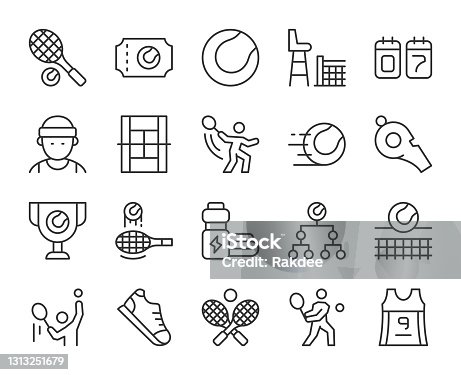 istock Tennis - Light Line Icons 1313251679