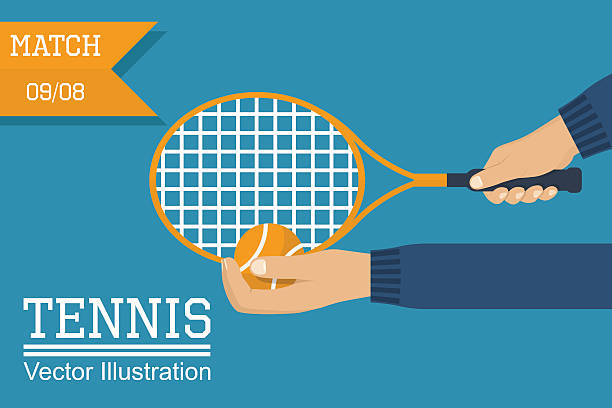 tennis player holding racket, ball - wimbledon tennis stock illustrations