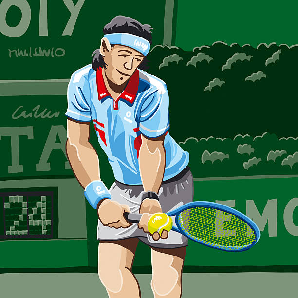 теннисный игрок служить - wimbledon tennis stock illustrations