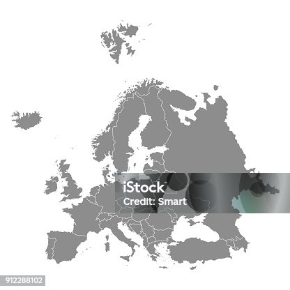 istock Territory of Europe with contour. Vector illustration 912288102