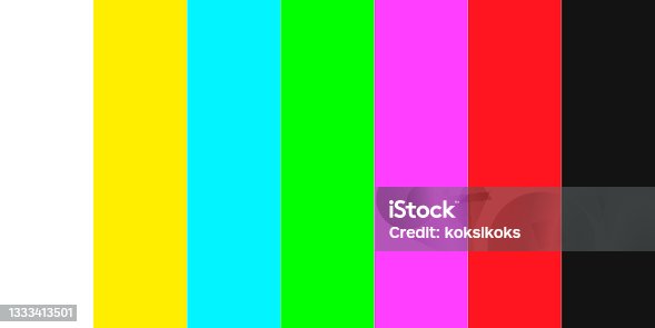 istock TV test icon has no signal, vertical multi colored stripes on a white background Vector illustration. stock illustration 1333413501