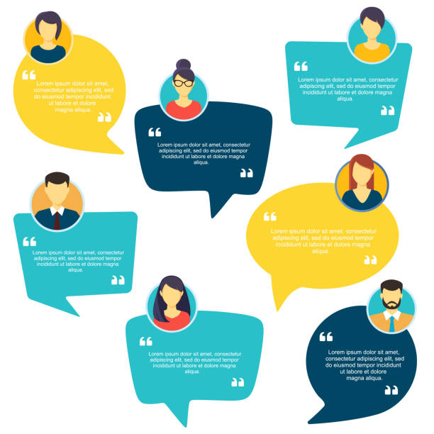 Testimonial Speech bubble concept, customer feedback for info graphic, application and website. Creative testimonials template with different shapes. Vector illustration.  whatsapp chats stock illustrations