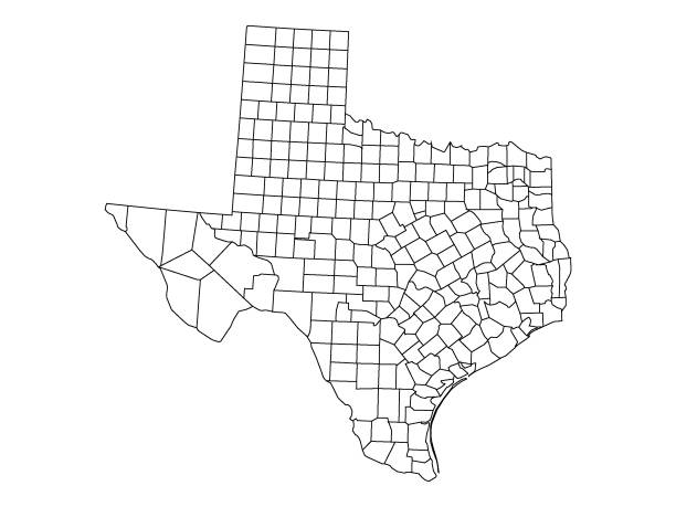 Texas County Map Vector illustration of the Texas County Map texas map stock illustrations
