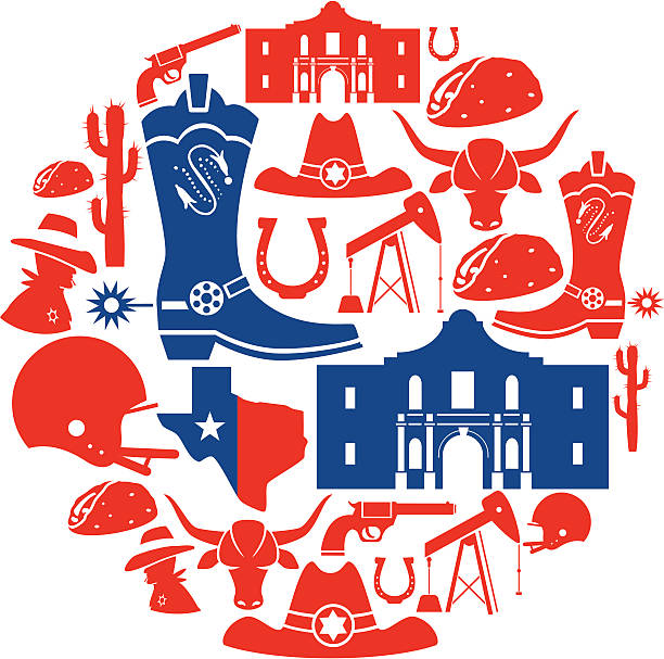 ilustraciones, imágenes clip art, dibujos animados e iconos de stock de texas icono de montaje - san antonio
