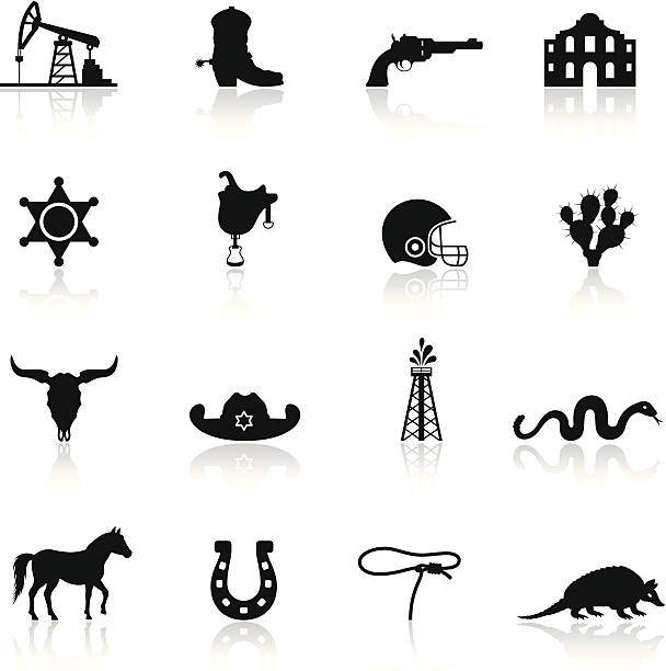 Texas Icon Set High Resolution JPG,CS5 AI and Illustrator EPS 8 included. Each element is named,grouped and layered separately. Very easy to edit.  cowboy boot stock illustrations