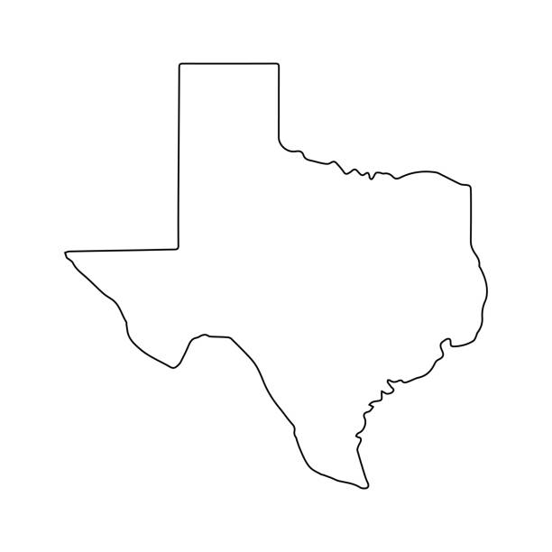 텍사스 라인 미국 주, 미국지도 일러스트 레이션, 흰색 배경에 고립 된 미국 벡터, 윤곽 선 스타일 - texas stock illustrations
