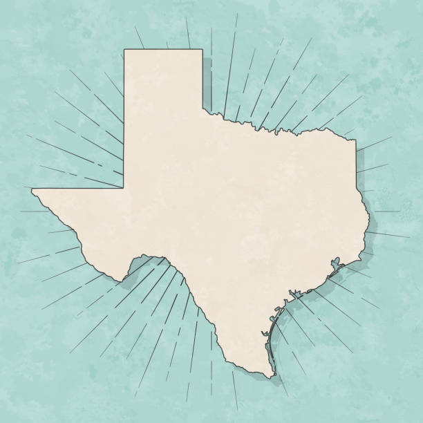 техасская карта в ретро винтажном стиле - старая текстурированная бумага - texas stock illustrations