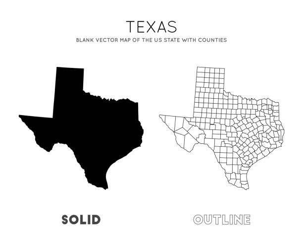 Texas map. Texas map. Blank vector map of the Us State with counties. Borders of Texas for your infographic. Vector illustration. istock images stock illustrations