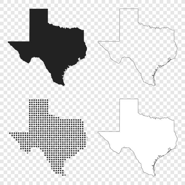 ilustrações de stock, clip art, desenhos animados e ícones de texas maps for design - black, outline, mosaic and white - texas